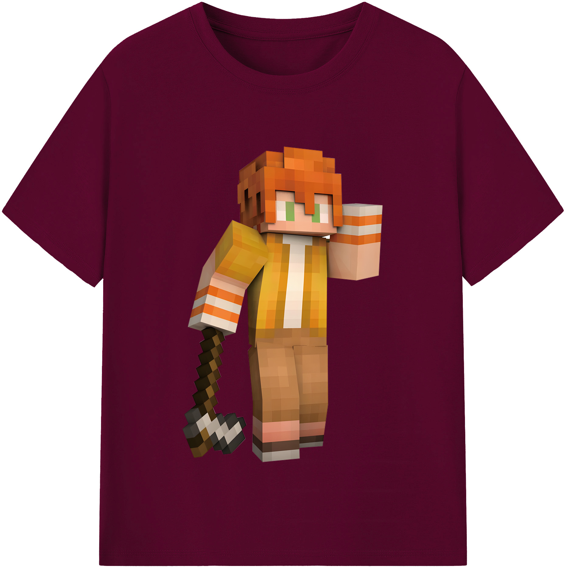 （画像用） マインクラフト ブロックの世界 Minecraft MC Block world レディースカジュアルプリントTシャツ（綿100％）
